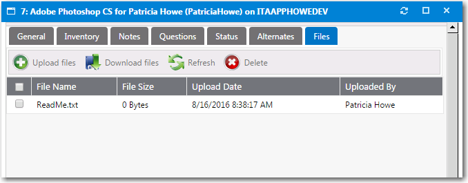 Request Details View / Files Tab