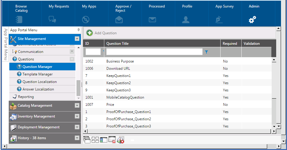 Question Manager View