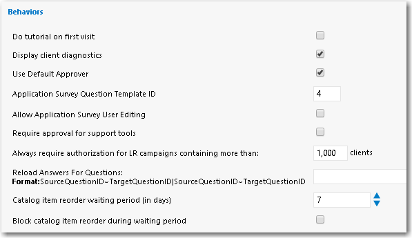 Settings > Web Site View / Catalog Behavior Tab / Behaviors